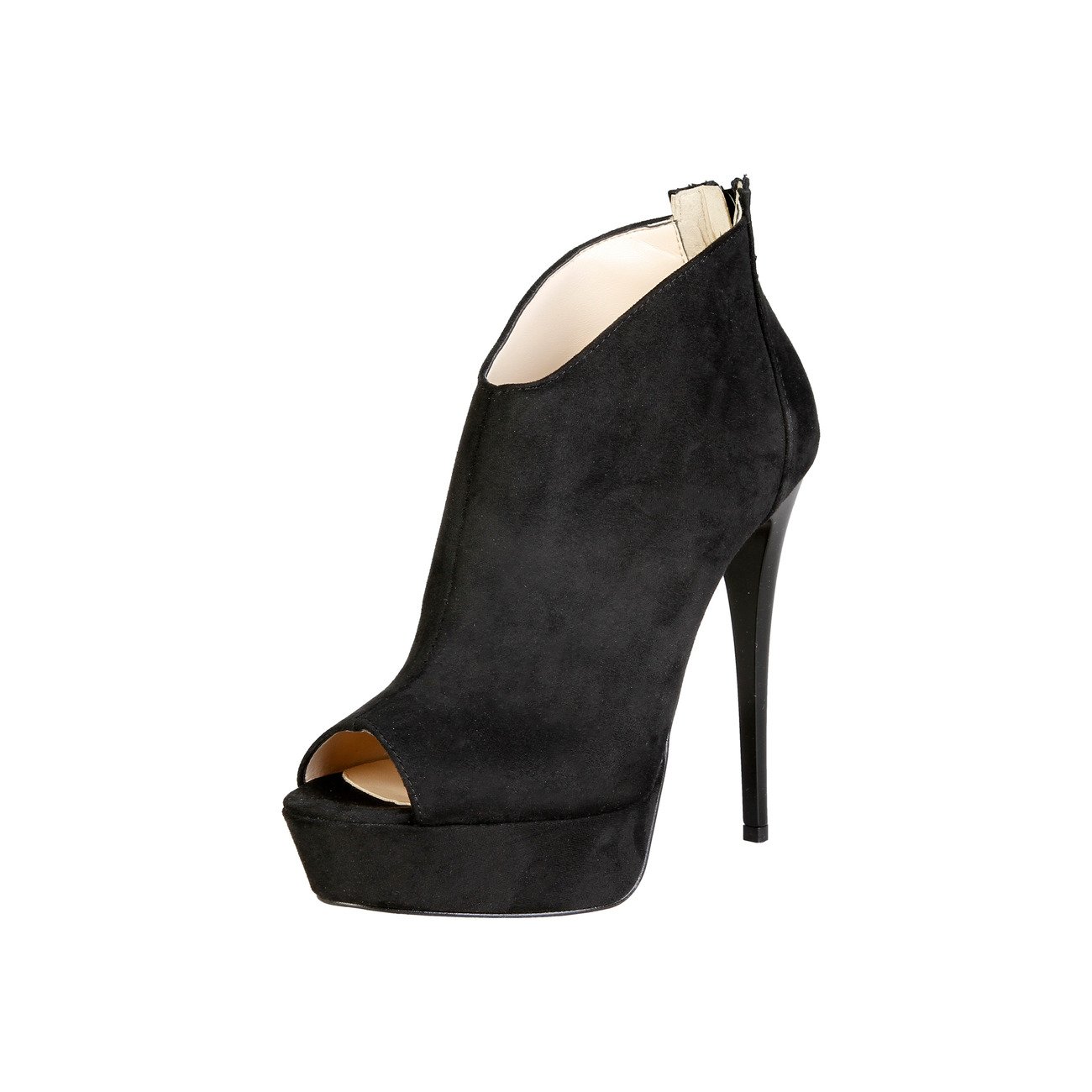 BOTTINES À TALON OPENTOES EN SUÈDINE NOIR V 1969 - 49.90euros