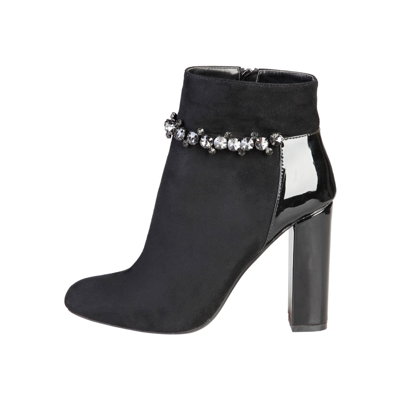 BOTTINES À TALONS NOIRES VERNIES DÉTAIL BIJOUX FONTANA 2.0 - 89.90euros