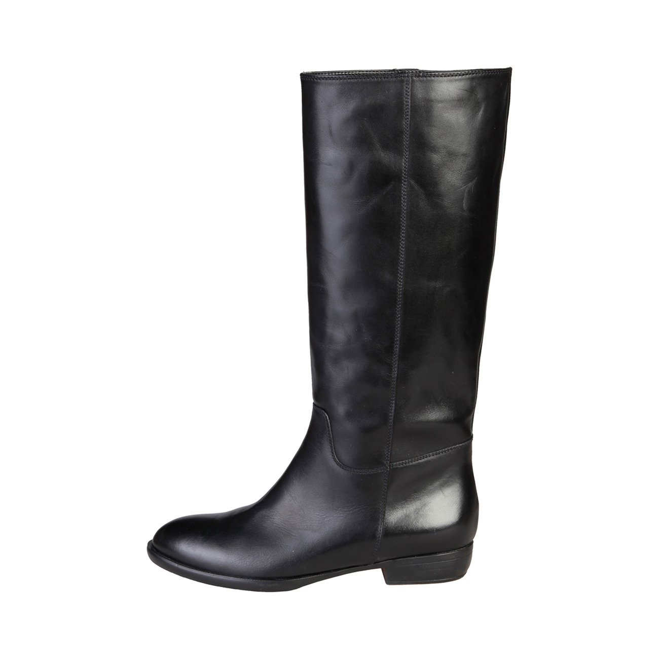 BOTTES PLATES EN CUIR NOIR CHAUSSURES FEMME MADE IN ITALIA - 109.90euros