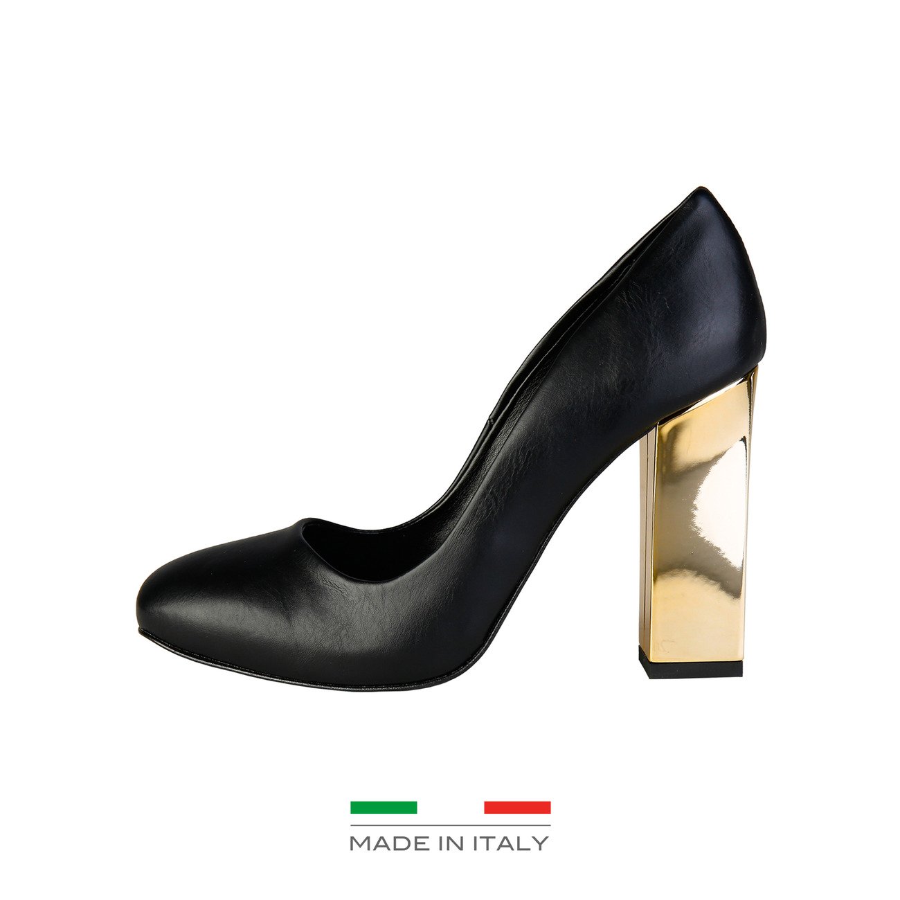 ESCARPINS NOIRS TALON DORÉ V 1969 - 69.90euros